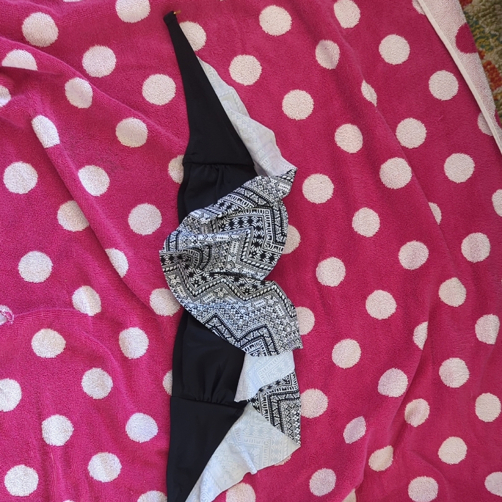 Flowy Black and White Patterned Bikini Top